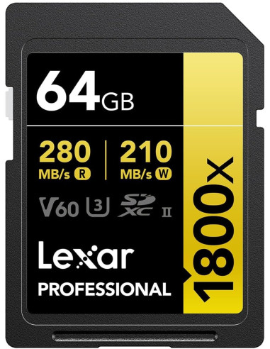Lexar SD Pro Gold Series UHS-II 1800x 64GB V60