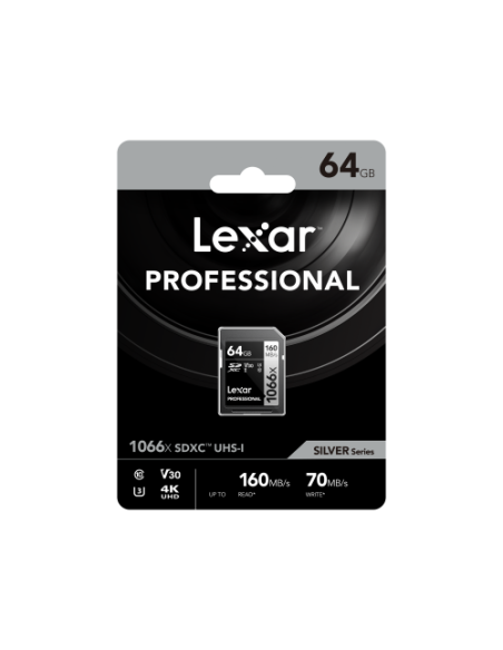 Tarjeta Lexar SD Pro Silver Series UHS-I 1066x 64GB V30