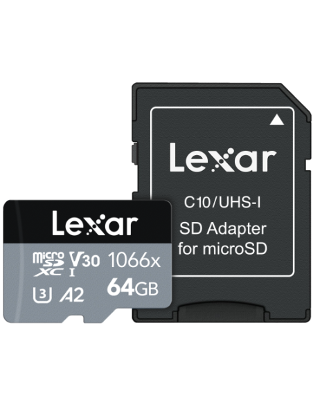 Tarjeta Lexar microSD Silver Series UHS-I 1066x 64GB V30