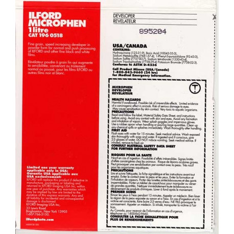 Revelador Ilford Microphen 1litro Revelador Ilford Microphen 1litro